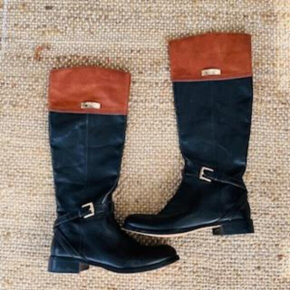 Coach Leather Riding Boots Two Tone Size 6B - Picture 2 of 8